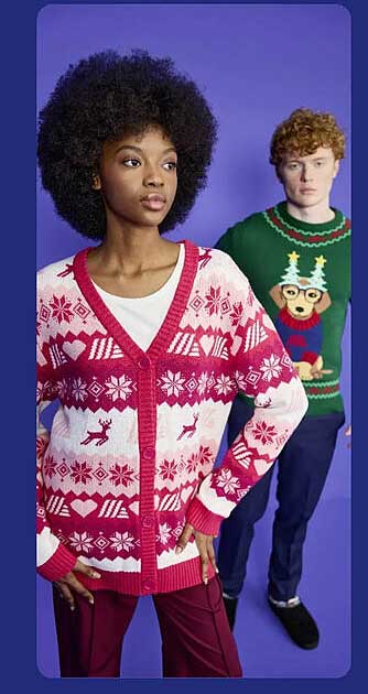 Weihnachtlicher Strickpullover und Cardigan von Aldi Süd
