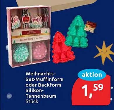 Weihnachts-Set-Muffinform oder Backform Silikon-Tannenbaum Stück