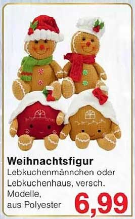 Weihnachtsfigur Lebkuchenmännchen oder Lebkuchenhaus, verschiedene Modelle aus Polyester