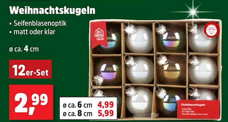 Weihnachtskugeln 12er-Set in Seifenblasenoptik