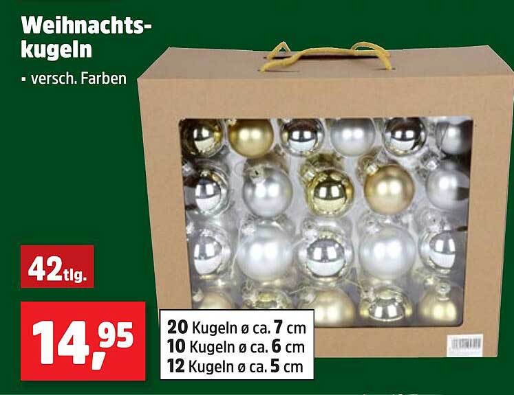 Weihnachtskugeln 42-tlg. in verschiedenen Farben