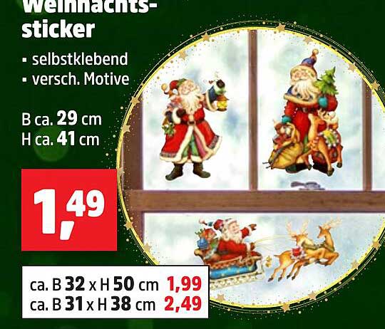 Weihnachtssticker - selbstklebend in verschiedenen Motiven