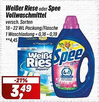 Weißer Riese oder Spee Vollwaschmittel – versch. Sorten