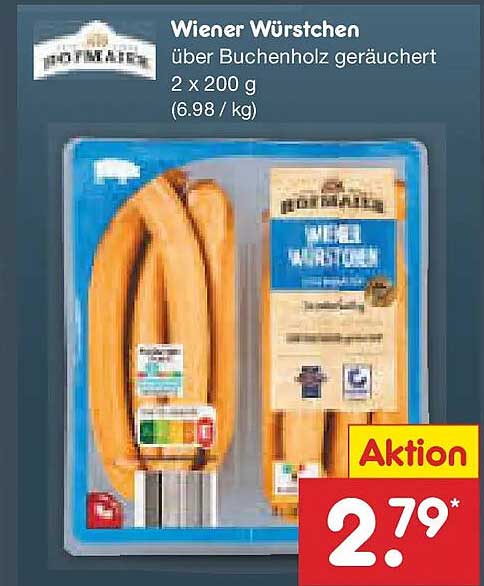 Wiener Würstchen über Buchenholz geräuchert 2 x 200 g