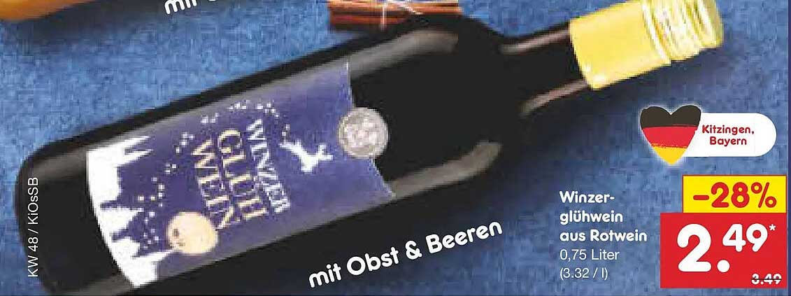 Winzer-Glühwein aus Rotwein mit Obst & Beeren, 0,75 Liter