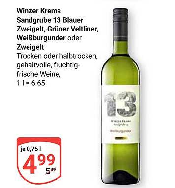 Winzer Krems Sandgrube 13 Blauer Zweigelt, Grüner Veltliner, Weißburgunder oder Zweigelt