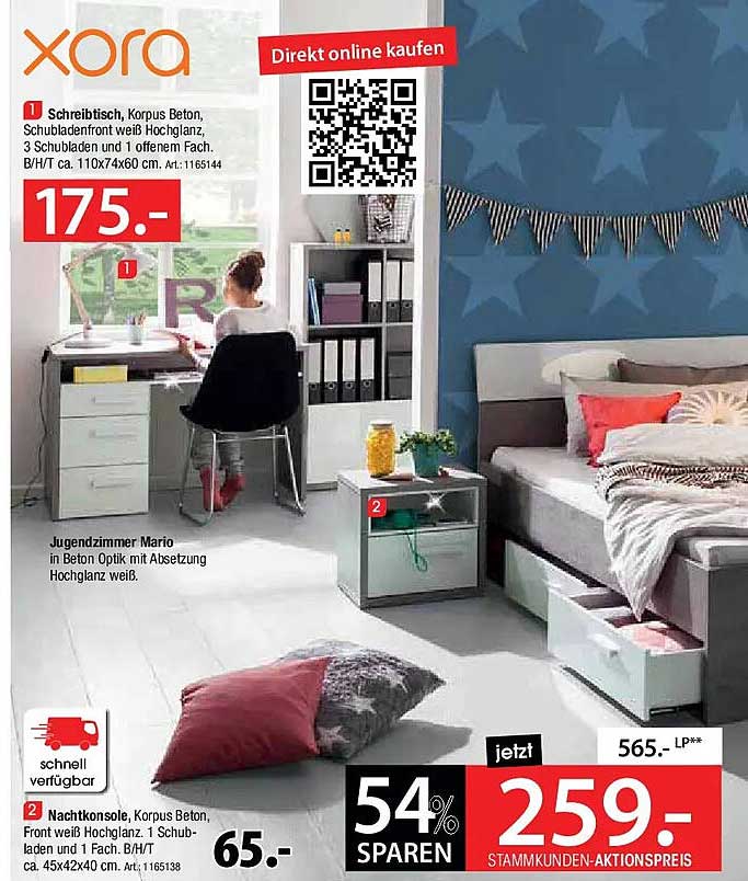 xora Schreibtisch aus Beton mit Hochglanz-Fronten - Modernes Design für dein Zuhause