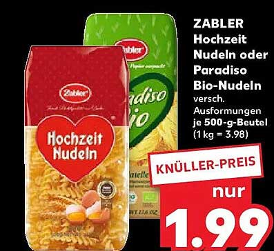 ZABLER Hochzeit Nudeln oder Paradiso Bio-Nudeln