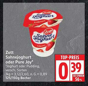 Zott Sahnejoghurt oder Pure Joy 125/150g Becher