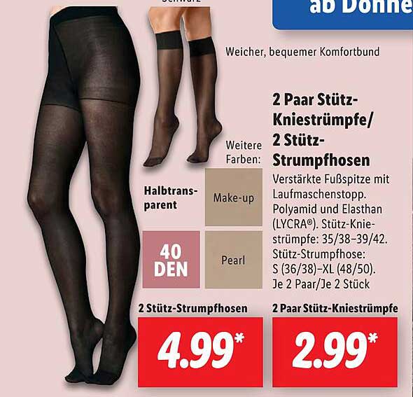 2 Paar Stütz-Kniestrümpfe/ 2 Stütz-Strumpfhosen