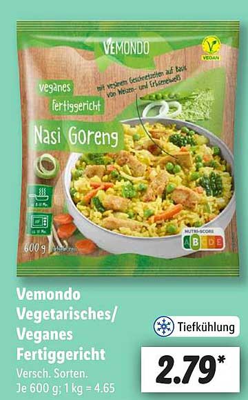 Vemondo Vegetarisches/ Veganes Fertiggericht Nasi Goreng