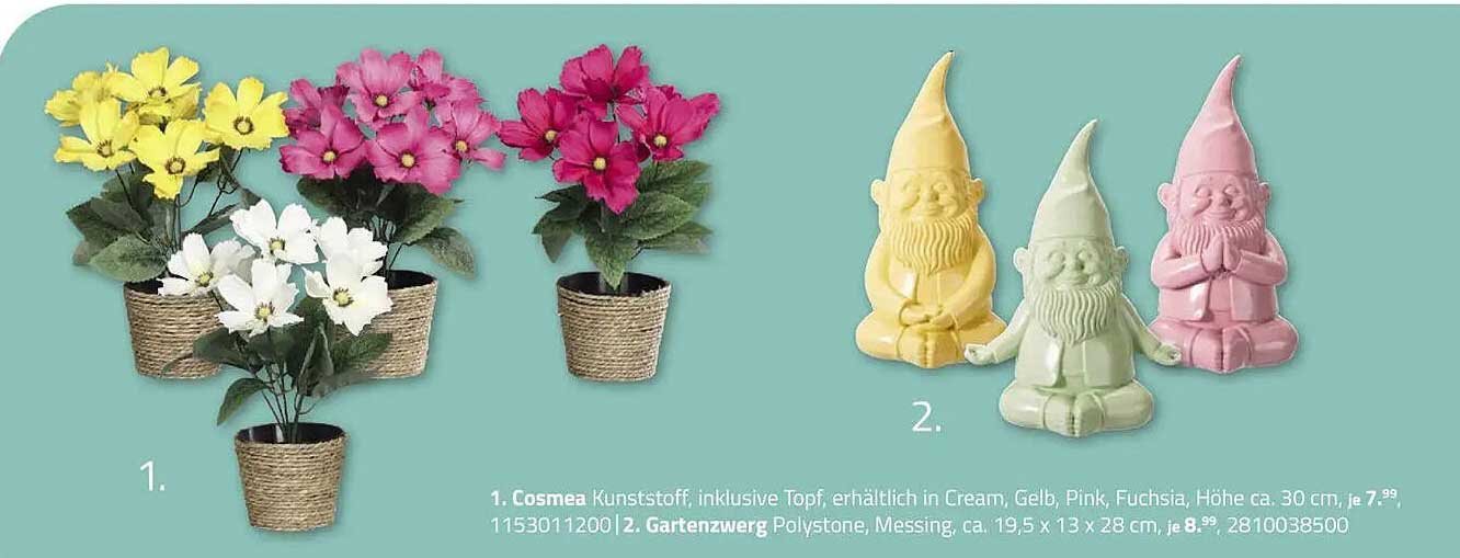 Cosmea Kunststoff, inklusive Topf, erhältich in Cream, Gelb, Pink, Fuchsia, Höhe ca. 30 cm