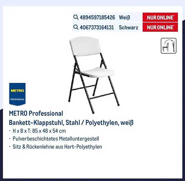 METRO Professional Bankett-Klappstuhl, Stahl / Polyethylen, weiß
