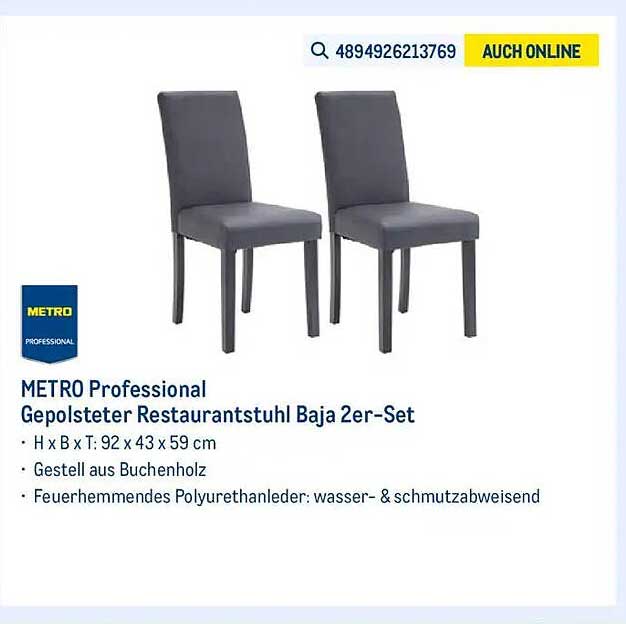METRO Professional Gepolsterter Restaurantstuhl Baja 2er-Set