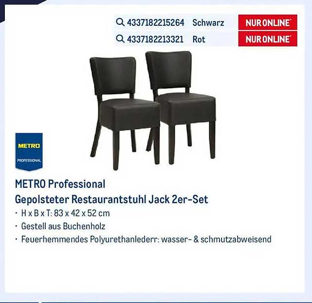 METRO Professional Gepolsterter Restaurantstuhl Jack 2er-Set