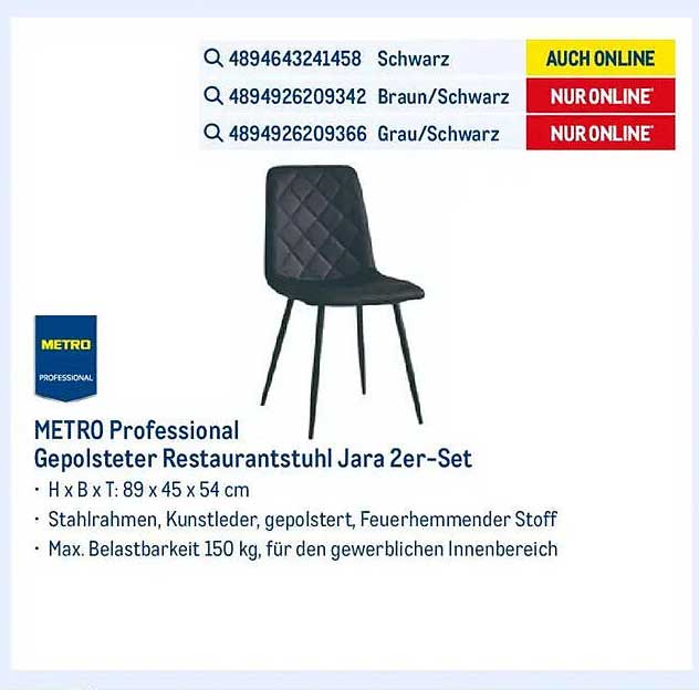 METRO Professional Gepolsterter Restaurantstuhl Jara 2er-Set