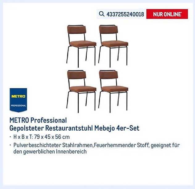 METRO Professional Gepolsterter Restaurantstuhl Mebejo 4er-Set