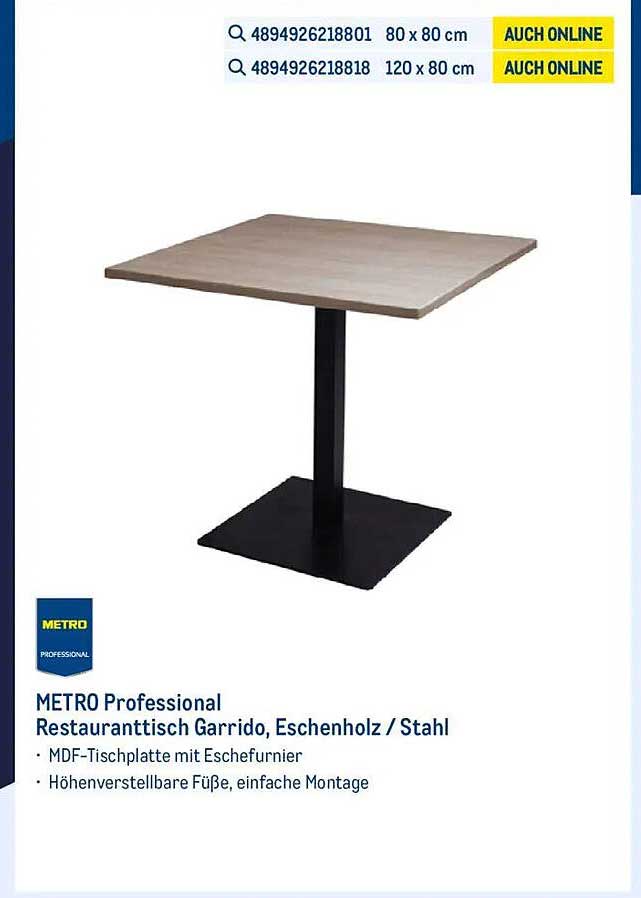METRO Professional Restauranttisch Garrido, Eschenholz / Stahl