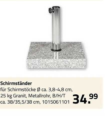 Schirmständer für Schirmstöcke Ø ca. 3,8-4,8 cm, 25 kg Granit, Metallrohr, B/H/T ca. 38/35,5/38 cm, 1015061101