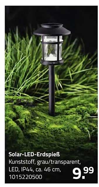 Solar-LED-Erdspieß Kunststoff, grau/transparant, LED, IP44, ca. 46 cm