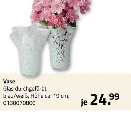 Vase Glas durchgefärbt blau/weiß, Höhe ca. 19 cm