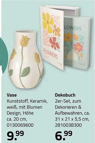 Vase Kunststoff, Keramik, weiß, mit Blumen Design, Höhe ca. 20 cm, 0130069600