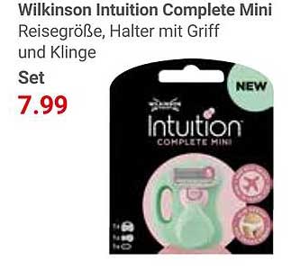 Wilkinson Intuition Complete Mini Reisegröße, Halter mit Griff und Klinge Set