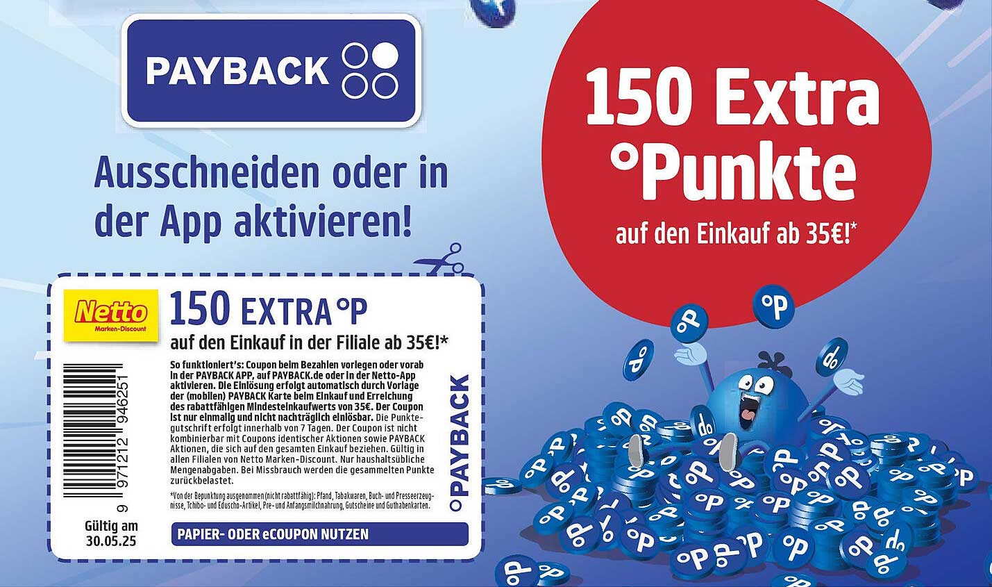 150 Extra Punkte auf den Einkauf ab 35€ bei Netto Marken-Discount