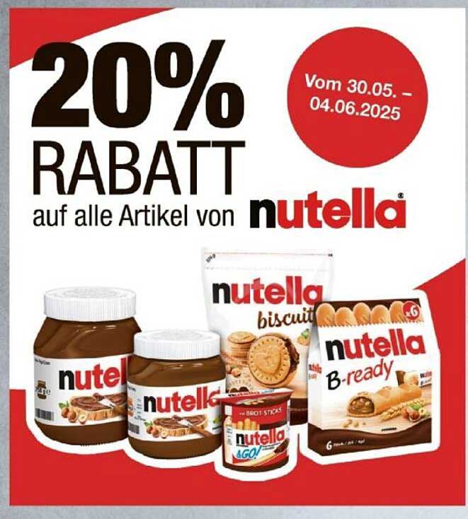 20% Rabatt auf alle Artikel von nutella