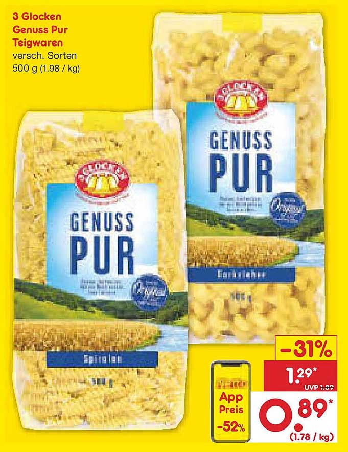 3 Glocken Genuss Pur Teigwaren 500 g