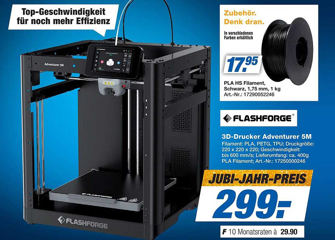 3D-Drucker Adventurer 5M von Flashforge - Jubi-Jahr-Preis