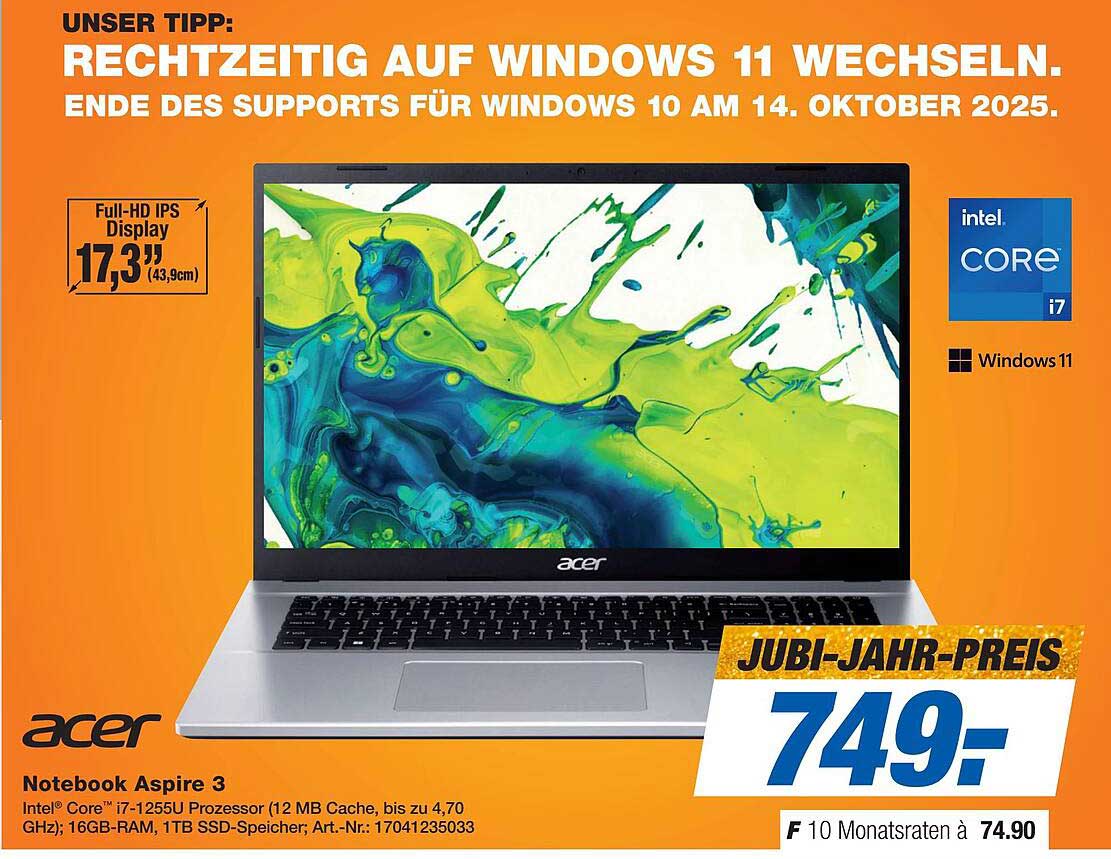 Acer Notebook Aspire 3 mit Intel Core i7