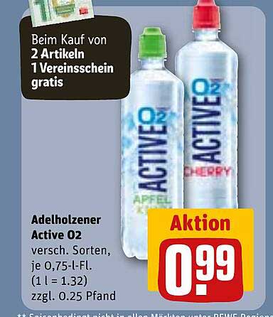 Adelholzener Active O2 - verschiedene Sorten, 0,75 l-Flasche