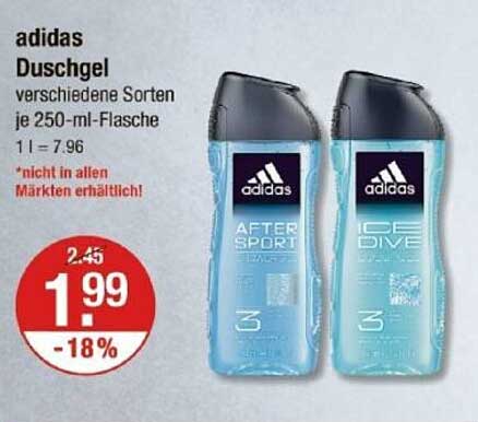adidas Duschgel verschiedene Sorten je 250-ml-Flasche