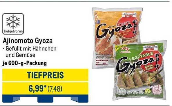 Ajinomoto Gyoza – Gefüllt mit Hähnchen und Gemüse je 600-g-Packung