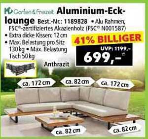 Aluminium-Ecklounge aus FSC-zertifiziertem Akazienholz