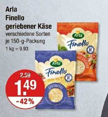 Arla Finello geriebener Käse verschiedene Sorten je 150-g-Packung