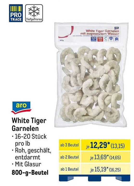ARO White Tiger Garnelen 800-g-Beutel