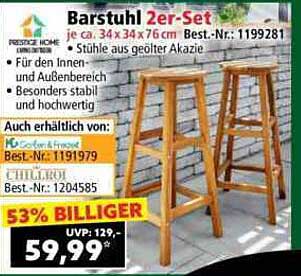 Barstuhl 2er-Set aus geölter Akazie