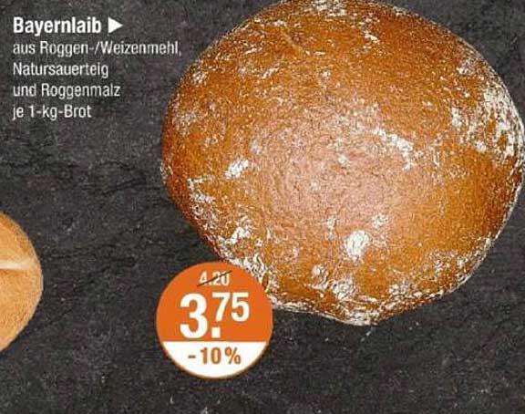 Bayernlaib aus Roggen-/Weizenmehl, Natursauerteig und Roggenmaiz je 1-kg-Brot