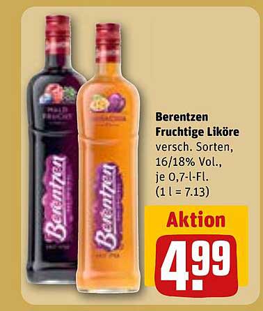 Berentzen Fruchtige Liköre 0,7 l Flasche, verschiedene Sorten, 16/18% Vol.