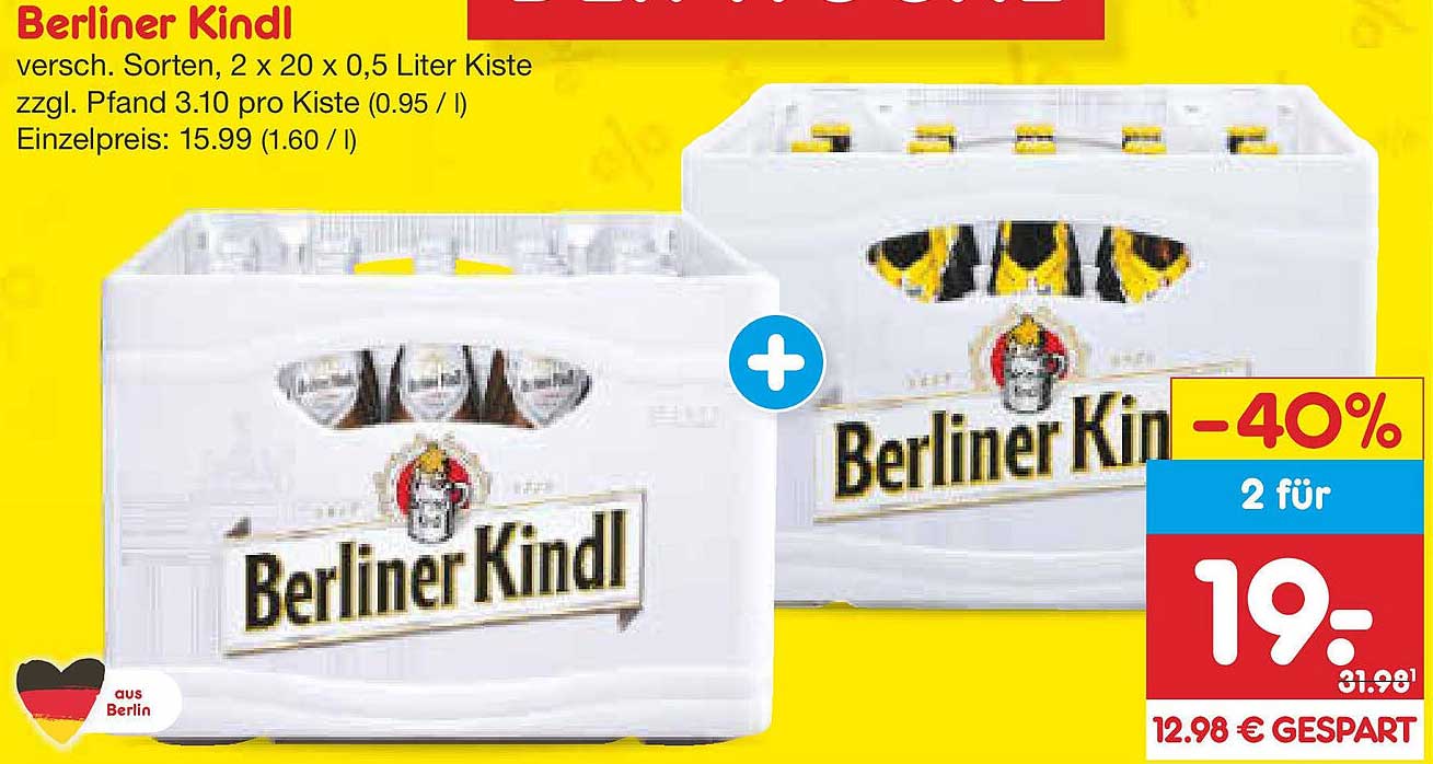 Berliner Kindl 2 für 19 € (statt 31,98 €)