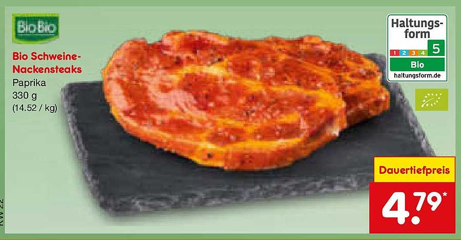 Bio Schweine-Nackensteaks Paprika 330 g