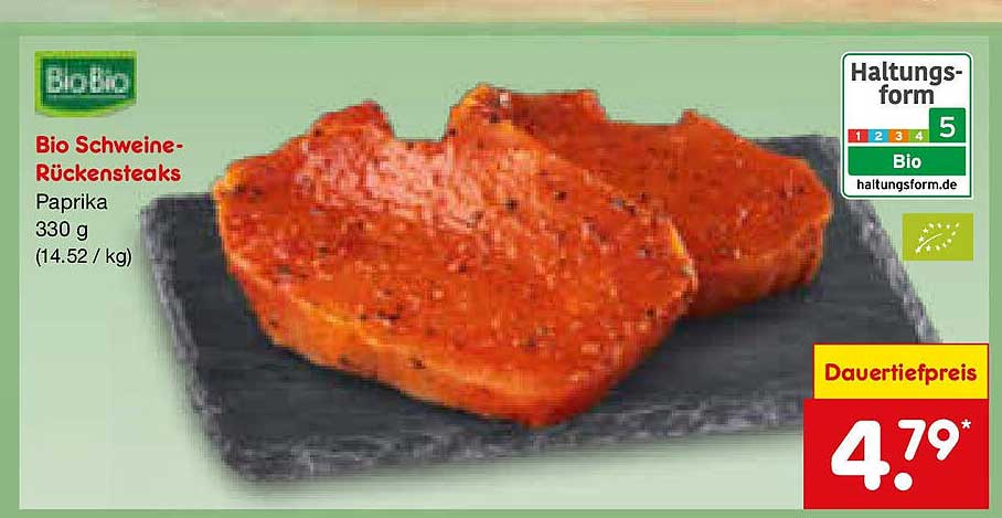 Bio Schweine-Rückensteaks Paprika 330 g