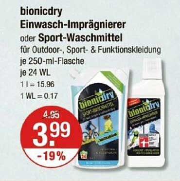 bionicdry Einwasch-Imprägnierer oder Sport-Waschmittel