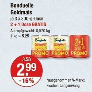 Bonduelle Goldmais 3 x 300-g-Dose - 2 + 1 Dose GRATIS