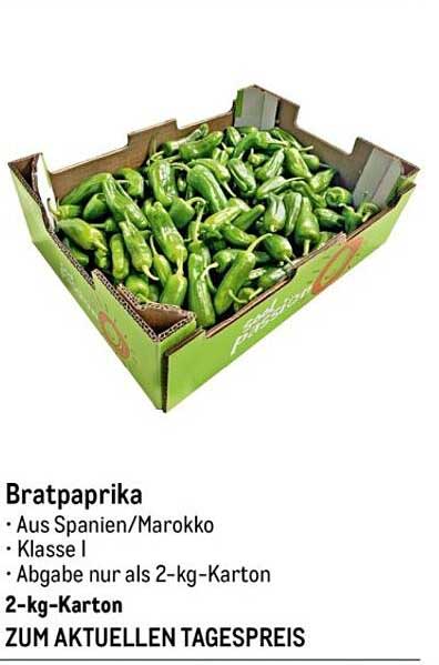 Bratpaprika 2-kg-Karton - Frisch und Lecker