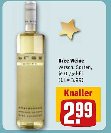 Bree Weine, verschieden Sorten, je 0,75-l-Fl.