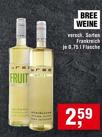 BREE WEINE - verschiedenste Sorten aus Frankreich, je 0,75 l Flasche
