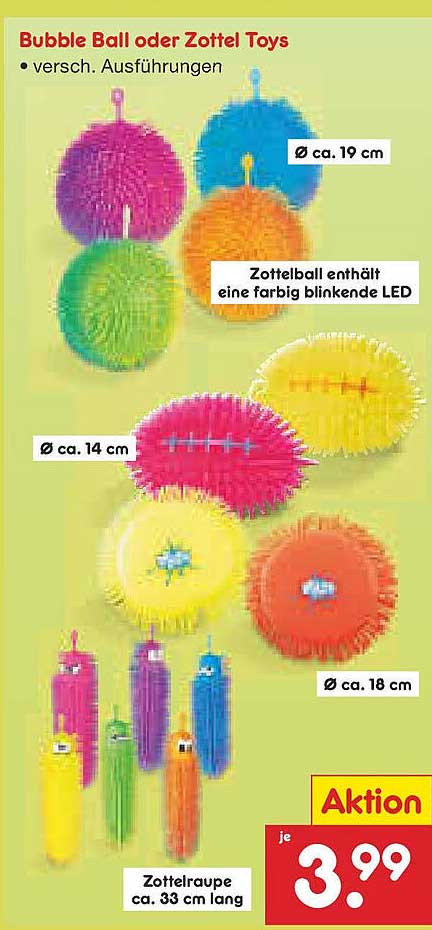 Bubble Ball oder Zottel Toys - verschiedene Ausführungen